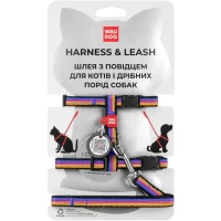 COLLAR WAUDOG Nylon Шлея с поводком для котов и мелких пород собак с QR паспортом "Линия"