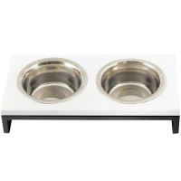 HARLEY AND CHO Lunch Bar White Stone + Black Миска для собак та котів на підставці