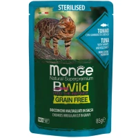 MONGE Cat Bwild Grain Free Wet Sterilised Вологий корм для стерилізованих котів усіх порід (з тунцем та креветками)