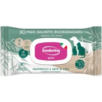INODORINA Green Вологі біорозкладні серветки для собак, котів та гризунів (з пантенолом та олією насіння льону)