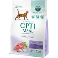 OPTIMEAL Adult Cat Duck Hairball Control Сухий корм для дорослих котів з ефектом виведення шерсті (з качкою)