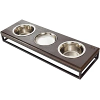 HARLEY AND CHO Lunch Bar Brown wood + Black Миски для собак та котів на підставці