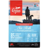 ORIJEN 6 Fish Dog Сухой корм для собак всех пород и возрастных категорий (с сардиной, макрелью, хеком, камбалой, окунем и солей)