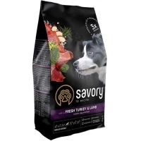 SAVORY Medium Сухой корм для взрослых собак средних пород (со свежим ягненком и индейкой)