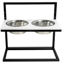 HARLEY AND CHO Lift White Wood + Black Миски для собак на підставці