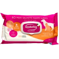 INODORINA Functional Очищувальні вологі серветки для довгошерстих собак і котів (з екстрактом насіння льону та аргановою олією)