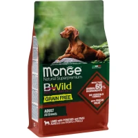 MONGE Dog Bwild Grain Free Сухий гіпоалергенний корм для дорослих собак усіх порід (з ягням)