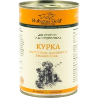 HUBERTUS GOLD Вологий корм для цуценят та молодих собак всіх порід (з куркою, картоплею, морквою та лляною олією)