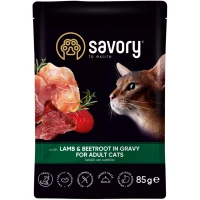 SAVORY Cat Вологий корм для дорослих котів (з ягням та буряком у соусі)