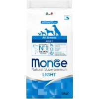 MONGE Dog All breeds Adult Light Сухий корм для дорослих собак усіх порід схильних до ожиріння (з лососем)