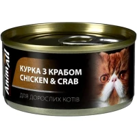ANIMALL Вологий корм для дорослих котів (з куркою та крабом)