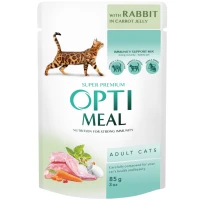 OPTIMEAL Adult Cats Pouch Вологий корм для дорослих котів (з кроликом у морквяному желе)