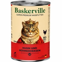 BASKERVILLE Вологий корм для дорослих котів всіх порід (з м'ясом курки та серцями)