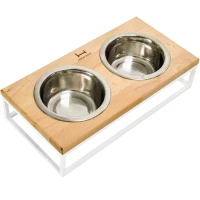 HARLEY AND CHO Lunch Bar Natural wood + White Миска для собак та котів на підставці