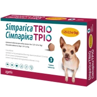 SIMPARICA TRIO Жувальні таблетки від бліх, кліщів та гельмінтів для собак (1 таблетка)