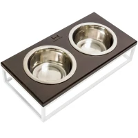 HARLEY AND CHO Lunch Bar Brown wood + White Миска для собак та котів на підставці