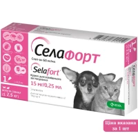 KRKA Селафорт Спот-он Краплі від бліх, кліщів і гельмінтів для котів та собак (1 піпетка)