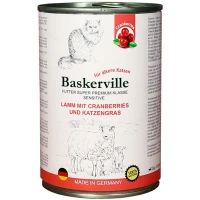 BASKERVILLE Вологий корм для котів з чутливим травленням та літніх котів (з ягням, журавлиною та котячою м'ятою)