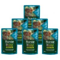 MONGE Cat Bwild Grain Free Wet Sterilised Вологий корм для стерилізованих котів усіх порід (з тунцем та креветками)