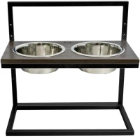 HARLEY AND CHO Lift Brown wood + Black Миски для собак на підставці