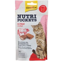 GIMCAT Nutri Pockets Вітамінні ласощі для виведення шерсті у котів (з яловичиною та солодом)