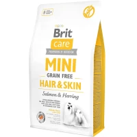 BRIT CARE GF Mini Hair&Skin Сухой гипоаллергенный корм для взрослых собак малых пород (с лососем и селедкой)