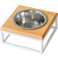 HARLEY AND CHO Lunch Bar Natural wood + White Миска для котів та собак на підставці