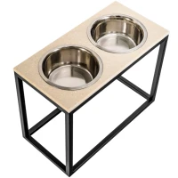 HARLEY AND CHO Dinner Biege Stone + Black Миски для великих собак на підставці