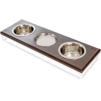 HARLEY AND CHO Lunch Bar Brown wood + White Миски для собак та котів на підставці
