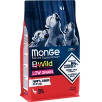 MONGE Dog Bwild Low Grain Puppy & Junior Сухой корм для щенков всех пород (с олениной)