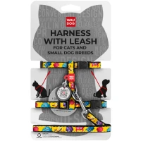 COLLAR WAUDOG Nylon Шлея з повідцем для котів та дрібних порід собак з QR паспортом "Мохнаті Монстри"