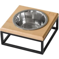 HARLEY AND CHO Lunch Bar Natural wood + Black Миска для котів та собак на підставці