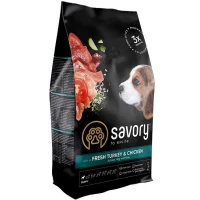 SAVORY Puppy Rich in Fresh Turkey and Chicken Сухой корм для щенков всех пород (с курицей и индейкой)