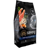 SAVORY Adult Cat Gourmand Fresh Salmon&White Fish Сухий корм для довгошерстих котів (з лососем та білою рибою)