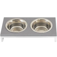 HARLEY AND CHO Lunch Bar Grey Stone + White Миска для собак та котів на підставці