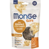 MONGE Gift Fussy Cat Ласощі для дорослих котів (зі свининою та сиром)