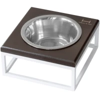HARLEY AND CHO Lunch Bar Brown wood + White Миска для котів та собак на підставці