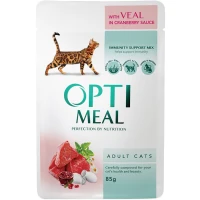 OPTIMEAL Вологий корм для дорослих котів (з телятиною в журавлинному соусі)