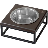 HARLEY AND CHO Lunch Bar Brown wood + Black Миска для котів та собак на підставці