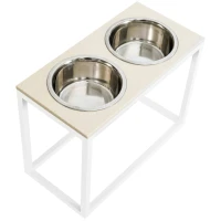 HARLEY AND CHO Dinner Biege Stone + White Миски для великих собак на підставці