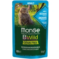 MONGE Cat Bwild Grain Free Wet Вологий корм для дорослих котів усіх порід (з анчоусами з овочами)