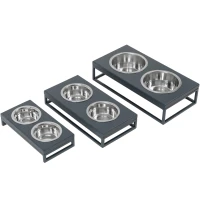 HARLEY AND CHO Lunch Bar Gray wood + Gray Миска для собак та котів на підставці