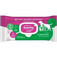 INODORINA Everyday Очищувальні вологі серветки для собак, котів та кроликів (з хлоргексидином та морським ароматом)
