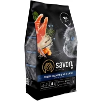 SAVORY Adult Cat Gourmand Fresh Salmon&White Fish Сухий корм для довгошерстих котів (з лососем та білою рибою)