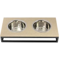 HARLEY AND CHO Lunch Bar Biege Stone + Black Миска для собак та котів на підставці