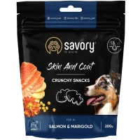 SAVORY Хрусткі ласощі для здоров'я шкіри та шерсті собак ( з лососем та чорнобривцями)