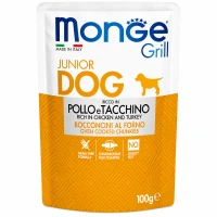 MONGE Dog Grill Puppy & Junior Влажный корм для щенков всех пород (с курицей и индейкой)