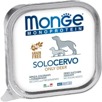 MONGE Dog SOLO 100% Monoprotein Вологий корм для дорослих собак усіх порід (з олениною)