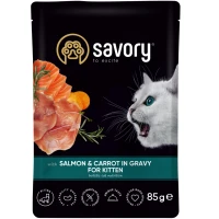 SAVORY Kitten Вологий корм для кошенят (з лососем та морквою у соусі)
