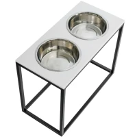 HARLEY AND CHO Dinner White Stone + Black Миски для великих собак на підставці